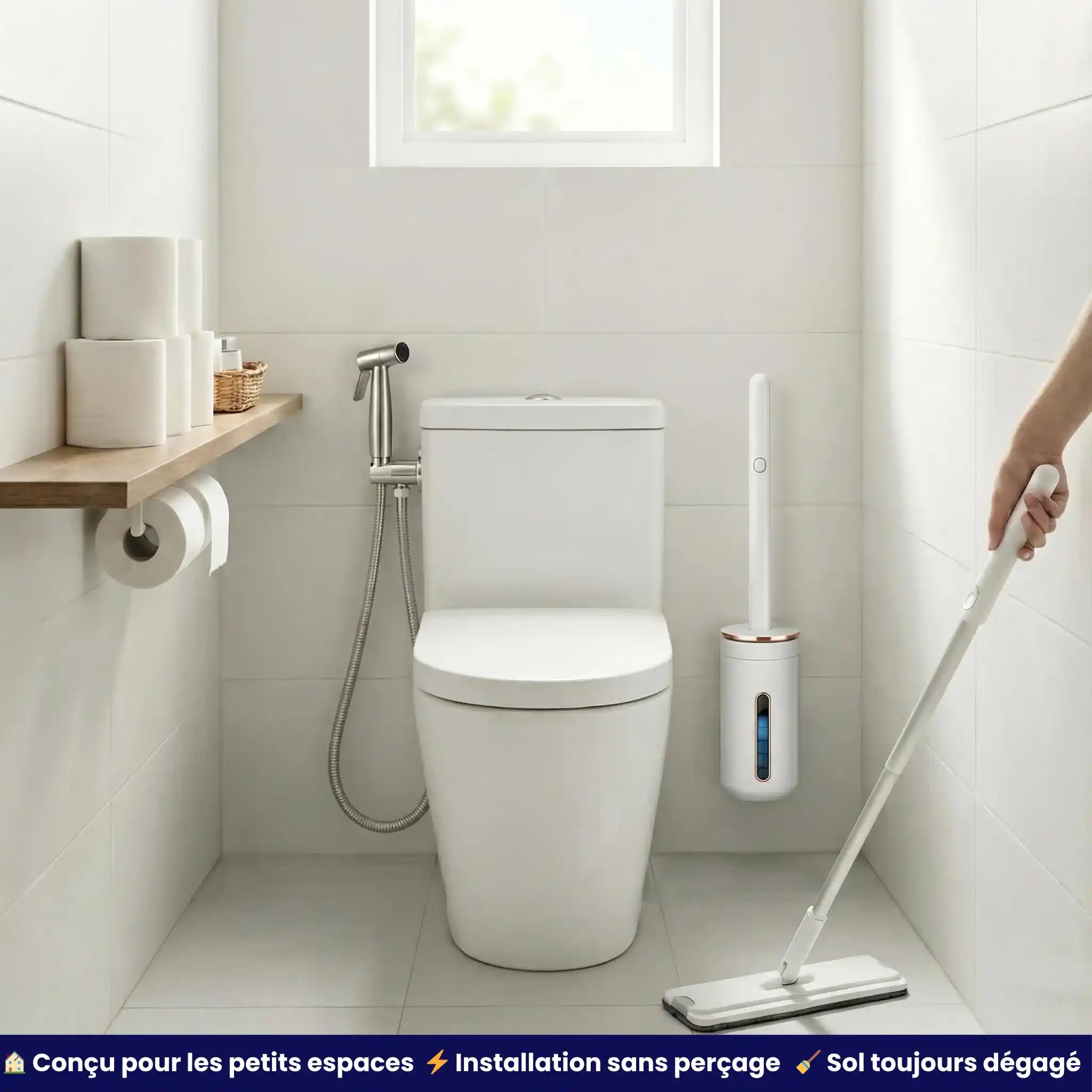 Brosse WC Murale à Tête Jetable - Fini les bactéries !